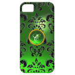 GROENE HET MONOGRAM VAN DE GEM VAN HET DAMAST iPhone 5 CASE