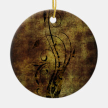 Grunge Bloemen en Bruine de Plattelander van Muzie Kerst Ornament