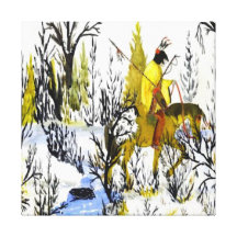 Guerrier d'hiver une peinture de Natif américain Toiles Tendues Sur Châssis