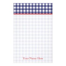 Guingan bleu avec la papeterie personnalisée par r papier à lettre customisable