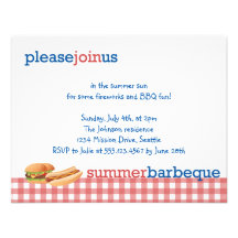 Guingan été barbecue célébration rouge du 4 juille invitations