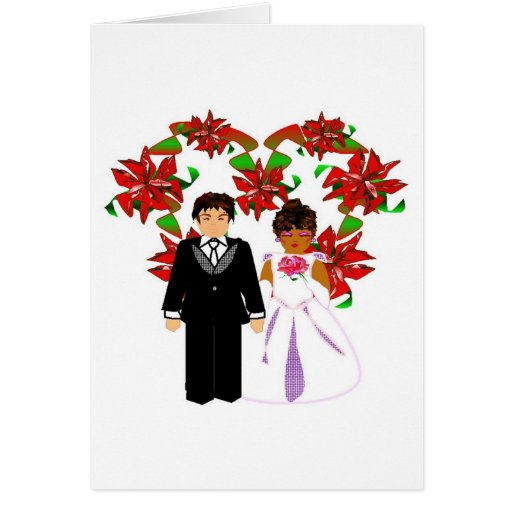 Guirlande interraciale de coeur de couples de mari cartes