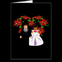 Guirlande interraciale de coeur de couples de mari cartes