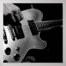 Guitar blanc et noir affiches
