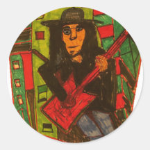 guitare rouge adhésif