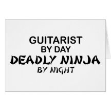 Guitariste Ninja mortel par nuit Carte De Vœux