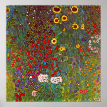 Gustav Klimt Farm Garden met het Poster van Zonneb