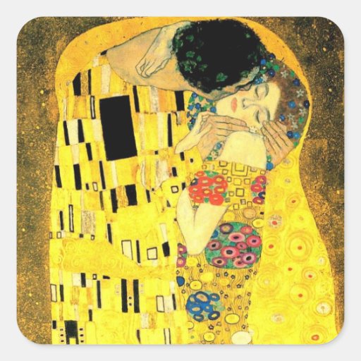 Gustav Klimt - le carré Stiker de baiser Adhésif