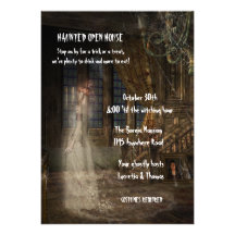 Halloween a hanté la Chambre ouverte Carton D'invitation