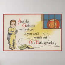 Halloween GreetingGoblin in Venster Posters
