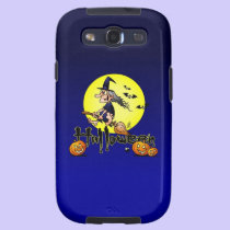 Halloween, heks op een bezem, knuppels en pompoene casemate hoesje
