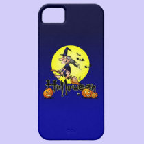 Halloween, heks op een bezem, knuppels en pompoene casemate hoesje
