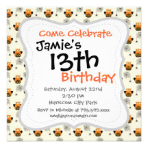 Halloween Orange Owl and Spooky Black Spider Web Invites