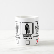 Hand, administratief of pyjama's koffie mok