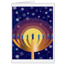 Hanoukka Menorah et contexte de Milou Carte De Vœux