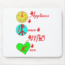 HAPPINESS PEACE AND LOVE.png Tapis De Souris