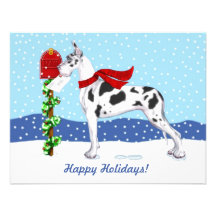 Harlequin de courrier de Noël de great dane Faire-parts