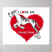 Harlequin great dane d'amour affiches