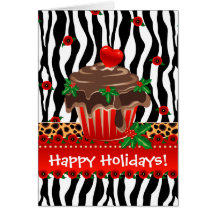 Hart van de Luipaard Cupcake van Kerstmis het Gest Kaarten