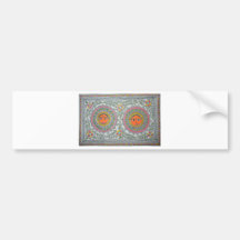 heeft een "zon" motief in "madhubani het schildere bumperstickers