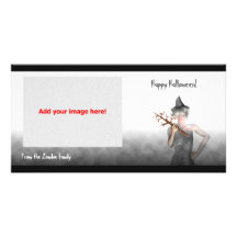 Heks - de Kaart van de Foto van Halloween Fotokaart Sjabloon