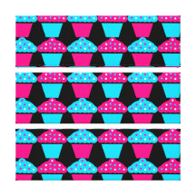 Helder Blauw en Heet Roze Patroon Cupcake Stretched Canvas Print