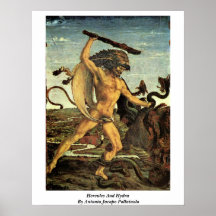 Hercule et hydre par Antonio Jacopo Pollaiuolo Poster