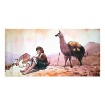 Het Afbeelding van de Lama van Peru van Cusco Fotokaart Sjabloon