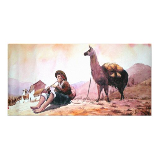 Het Afbeelding van de Lama van Peru van Cusco Fotokaart Sjabloon