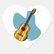 Het akoestische Grafische Blauw van de Gitaar erac Hartvormige Stickers