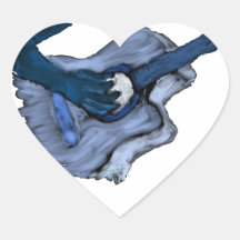 Het akoestische schilderen van de Gitaar, blauwe i Hart Sticker