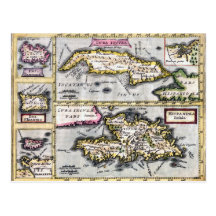Het Antiek Briefkaart van de Kaart Cuba en Hispani Wenskaart