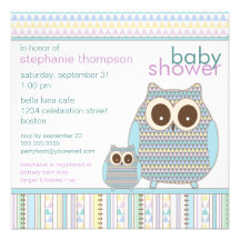 Het Baby shower van de Jongen van de Uil van mamma Persoonlijke Aankondiging