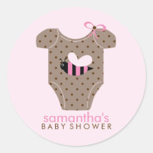 Het Baby shower van het Meisje van de Uitrusting v Ronde Sticker