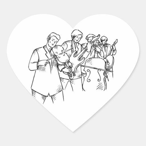 Het bas Overzicht Bluegrass van de Band van de Spe Hartvormige Sticker