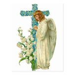 Het blauw bloeide Christelijk Kruis Wens Kaart