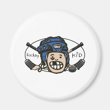 Het Blauw van het Kind van het hockey Koelkast Magneet