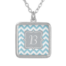 Het blauwe en Witte Monogram van de Zigzag Persoonlijke Sieraden