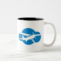 Het blauwe Vliegtuig van de Wolk & van de Luchtvaa Koffie Mok