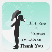 Het blauwgroen Silhouet Ombre dankt u Sticker