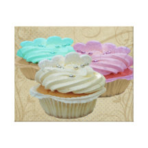 Het BloemenCupcakes Verpakte Canvas van Grunge Canvas Print