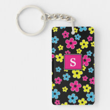 Het BloemenPatroon AcrylKeychain van het monogram Sleutelhangers