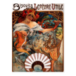 Het Briefkaart van Alphonse Mucha Biscuits Lefevre Wenskaarten