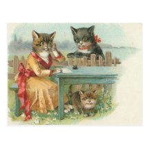 het briefkaart van de kattenfamilie wens kaarten