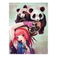 Het Briefkaart van de Panda's van Ninja van de per Wenskaarten