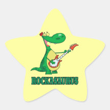 het broodje Dino dinosaur.ai van de rockasaurusrot Stervormige Stickers