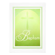 Het Christelijke Kruis van het doopsel in Groen Uitnodigingen