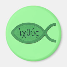 Het Christelijke Symbool van Vissen IXOYE - Groen  Magneet