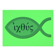 Het Christelijke Symbool van Vissen IXOYE - Groen  Persoonlijke Uitnodiging