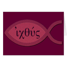 Het Christelijke Symbool van Vissen IXOYE - Rood P Kaart